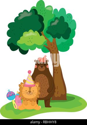 cute and little lion with party hat Stock Vector Image & Art - Alamy