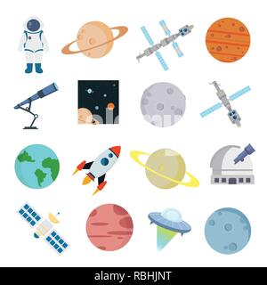 Space icons set on white background for graphic and web design, Modern simple vector sign. Internet concept. Trendy symbol for website design web button or mobile app. Stock Vector