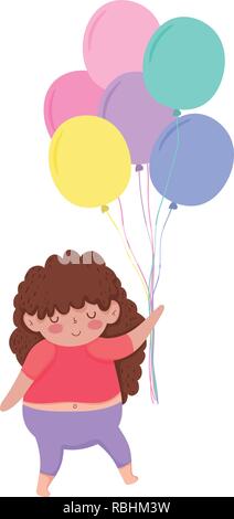 Little chubby girl with balloons air Stock Vector