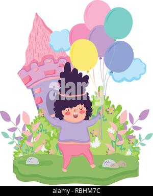 Little chubby girl in the landscape Stock Vector