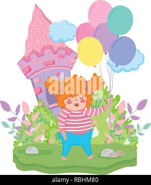 Little chubby girl in the landscape Stock Vector