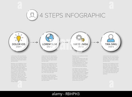 Vector progress steps template with descriptions, icons and circles on ...