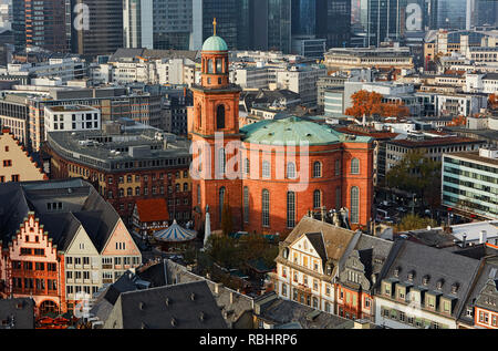 Aerial view of Paulskirche (St Paul's Church) protestant church in Paulsplatz in central Frankfurt Stock Photo