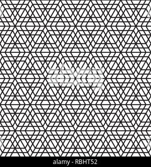 Arabic geometric ornament based on traditional arabic art. Muslim mosaic.Black and white average thickness lines. Stock Vector