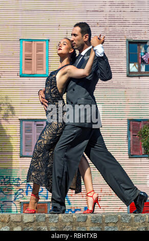 Tango dancers in Caminito, La Boca. Stock Photo