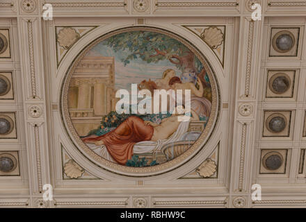One Of The Painted Coffered Ceilings Inside The Main Courtyard Of
