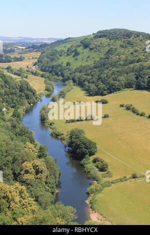 River Wye and Coppet Hill from Symonds Yat Rock, Herefordshire, England, UK Stock Photo
