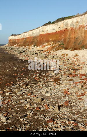 Red and white cliffs at Old Hunstanton, Norfolk, England, UK Stock Photo