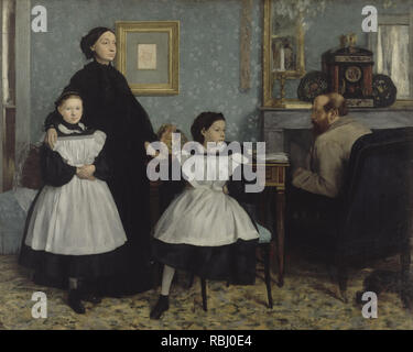 La Famille Bellelli The Bellelli Family. Date/Period: 1858 - 1869. Painting. Oil on canvas. Height: 2,000 mm (78.74 in); Width: 2,500 mm (98.42 in). Author: EDGAR DEGAS. DEGAS, EDGAR. Stock Photo