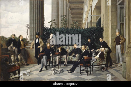 Le Cercle de la rue Royale The Circle of the Rue Royale. Date/Period: 1868. Painting. Oil on canvas. Height: 175 cm (68.8 in); Width: 281 cm (110.6 in). Author: Tissot, James. Tissot, James Jacques Joseph. Stock Photo