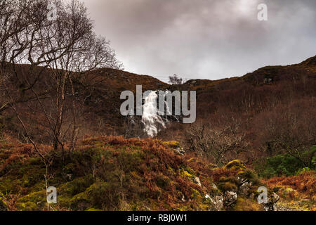 Water flowing off the hills and down the burns in  Moidart on the west coast of Scotland. 27 December 2018 Stock Photo