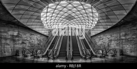 MALMO, SWEDEN - JANUARY 05, 2019: The escalators at triangeln station in Malmo, Sweden. Stock Photo