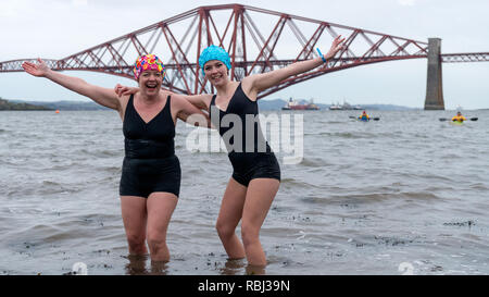 Participant At The Annual Loony Dook, South Queensferry, Edinburgh, Scotland Stock Photo
