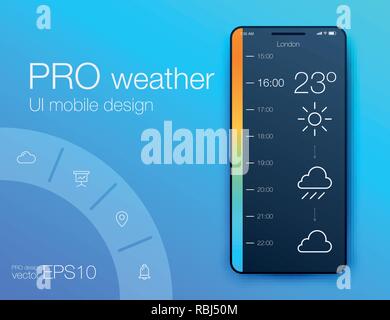 Weather Forecast App Ux Ui Design. Stock vector Stock Vector