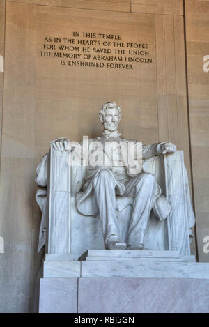 Statue of Abraham Lincoln, Lincoln Memorial, Washington D.C., USA Stock Photo