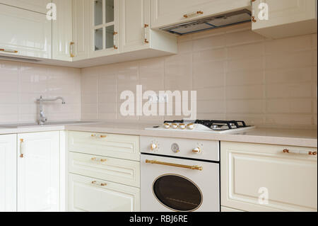 Closeup of Classic Cream-colored Kitchen Stock Photo - Image of furniture,  counter: 264296650