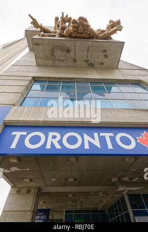 Toronto Blue Jays branding on the outside on the Rogers Centre on a empty  afternoon Stock Photo - Alamy