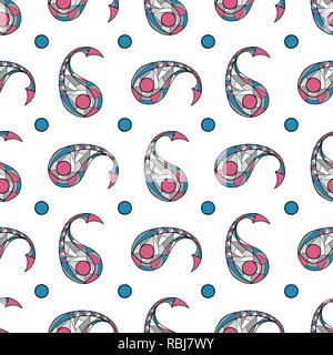 Paisley hand drawn geometrical vector seamless pattern. Abstract exotic illustration for surface design, textile, wrapping paper, wallpaper, phone cas Stock Vector