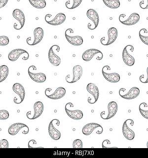 Paisley hand drawn geometrical vector seamless pattern. Abstract exotic illustration for surface design, textile, wrapping paper, wallpaper, phone cas Stock Vector