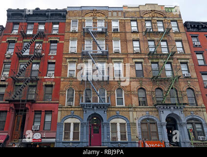 Tenements at St Marks Place, East Village, Manhatten, New York City, used in Led Zeppelin Physical Graffiti album Stock Photo