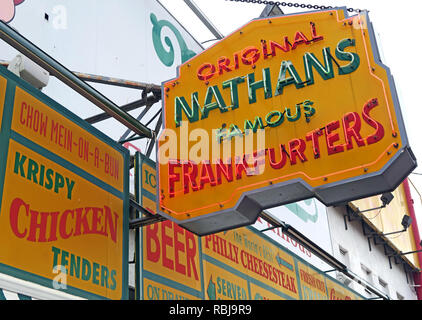 Nathans Handwerker Famous Hotdog Frankfurters Original Restaurant, Deli, Fast Food, Coney Island, Borough of Brooklyn, New York, NY, USA