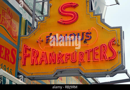 Nathans Handwerker Famous Hotdog Frankfurters Original Restaurant, Deli, Fast Food, Coney Island, Borough of Brooklyn, New York, NY, USA Stock Photo