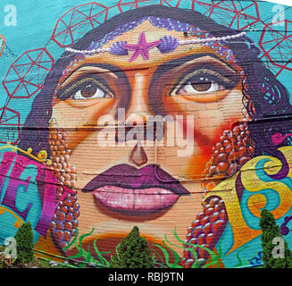 Coney Island woman painting on wall, Brooklyn, New York City, NY, USA Stock Photo