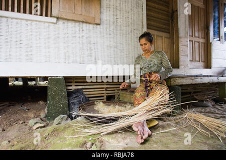 Bamboo craft maker from Kampung Naga Tasikmalaya Stock Photo