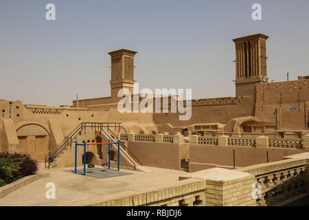 One of the streets of the old city of Yazd, Iran. Yazd famous for its wind towers Stock Photo