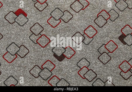 Texture of textile rug with geometric pattern of squares white and gray colors Stock Photo