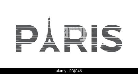 PARIS Illustration with Eiffel tower Stock Vector
