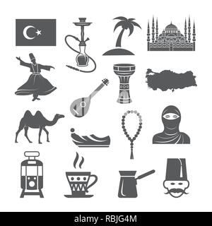 Turkey culture icons Stock Vector