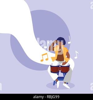 man playing timbals tropical instrument vector illustration design Stock Vector