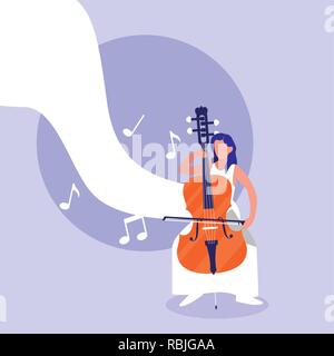 man playing cello instrument vector illustration design Stock Vector