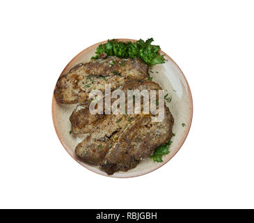 Glodhoppa lamm ,  Fried lamb mince, Swedish homemade cuisine, Traditional assorted dishes, Top view. Stock Photo