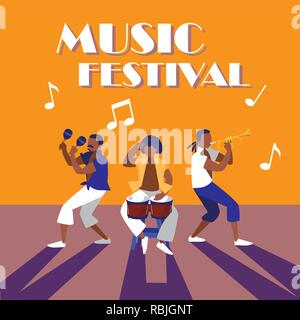 tropical orchestra playing instrument in concert vector illustration design Stock Vector