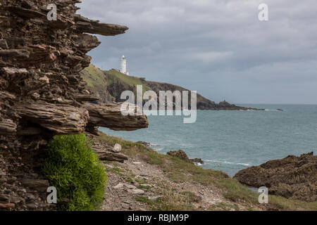 Start Point Cliffs Jagged Cliffs and Start Point Lighthouse on the South West Coastal Path ...
