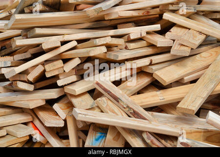 pile of timber off cuts used for arts and crafts Stock Photo