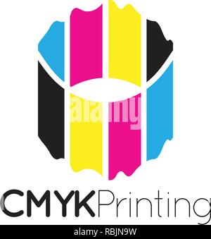 CMYK printing logo icon graphic design template illustration Stock Vector