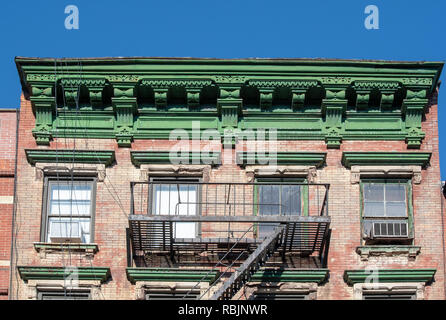 New-York building facades with fire escape stairs Stock Photo