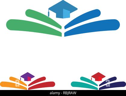 education, graduate logo template vector illustration, icon isolated elements Stock Vector