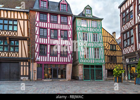 Typical houses in old town of Rouen, Normandy, France with nobody Stock Photo