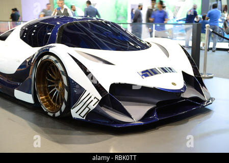 DUBAI, UAE - NOVEMBER 17: The Devel Sixteen supercar is on Dubai Motor Show 2017 on November 17, 2017 Stock Photo