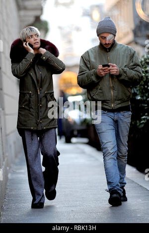 Elodie Di Patrizi and a a friend shopping on the via Montenapoleone in the centre of Milan, Italy.  Featuring: Elodie Di Patrizi, Elodie Where: Milan, Lombardy, Italy When: 10 Dec 2018 Credit: IPA/WENN.com  **Only available for publication in UK, USA, Germany, Austria, Switzerland** Stock Photo