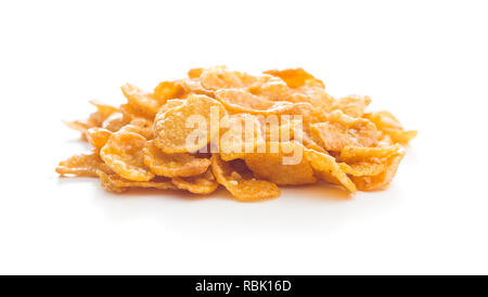 Breakfast cereals or cornflakes isolated n white background. Stock Photo