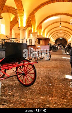 Cordoba, Spain- December 30, 2018: Old carriages in a house in Cordoba, Spain Stock Photo