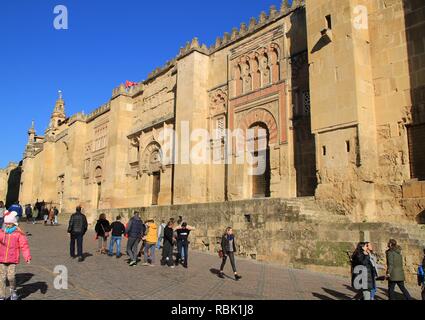 Cordoba, Spain- December 30, 2018: Beautiful and colossal Mosque and Cathedral of Cordoba in Spain in a sunny day of winter. Stock Photo