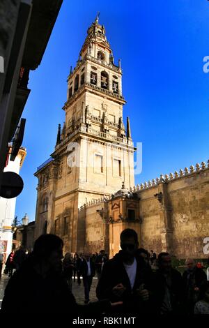 Cordoba, Spain- December 30, 2018: Beautiful and colossal Mosque and Cathedral of Cordoba in Spain in a sunny day of winter. Stock Photo