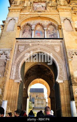 Cordoba, Spain- December 30, 2018: Beautiful and colossal Mosque and Cathedral of Cordoba in Spain in a sunny day of winter. Stock Photo