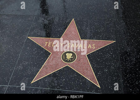 Telly Savalas star on the Hollywood walk of Fame on Hollywood Boulevard,California ,USA Stock Photo